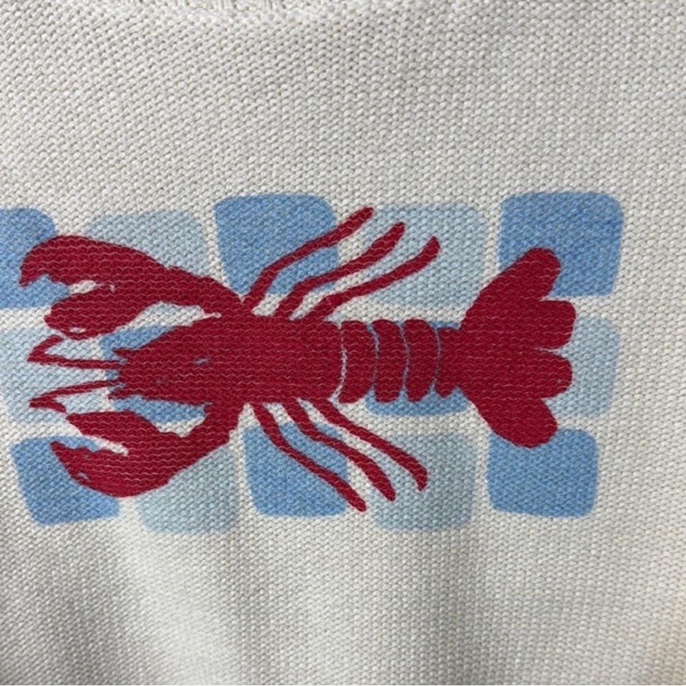 Lobster Sweater Pullover Cream Summer Coastal Maine/Northeast Hamptons Beach SM - Picture 3 of 6